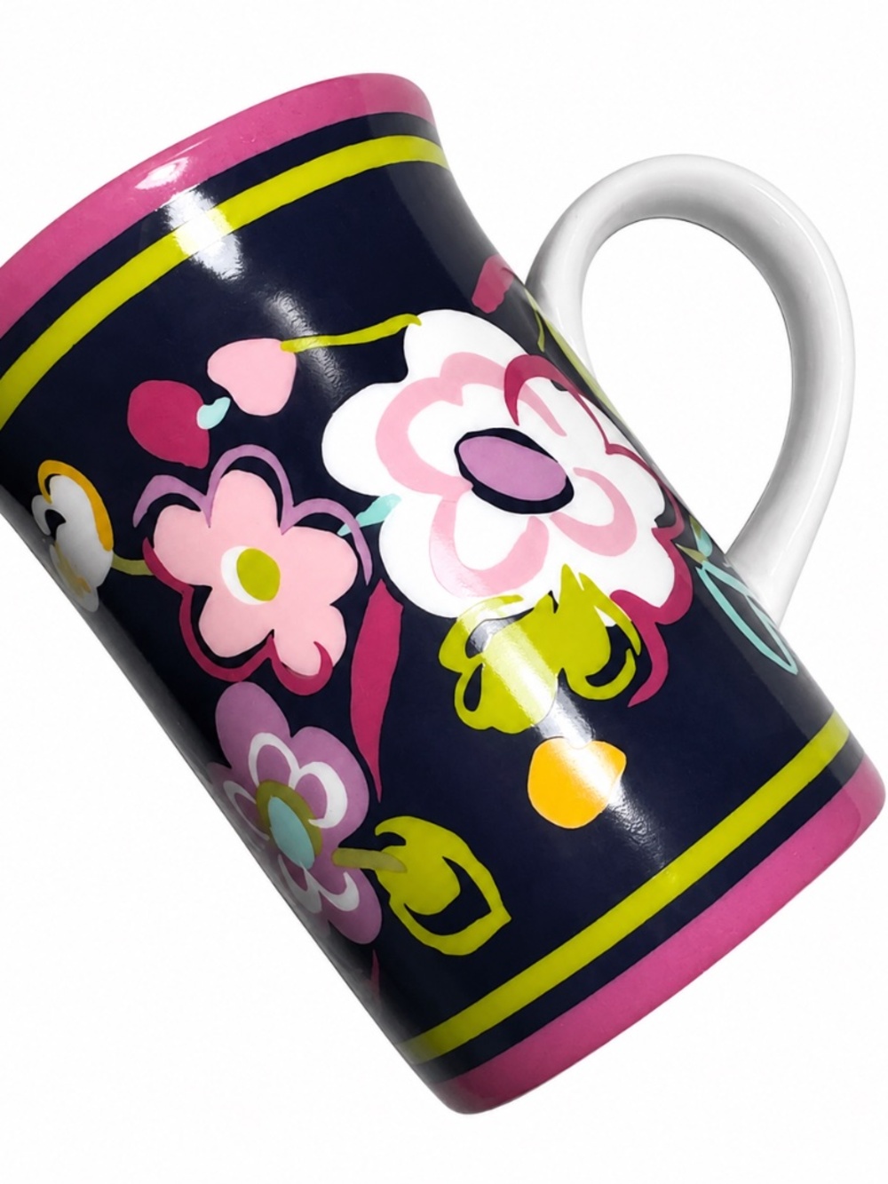 Vera Bradley Pink and White Ceramic Mug